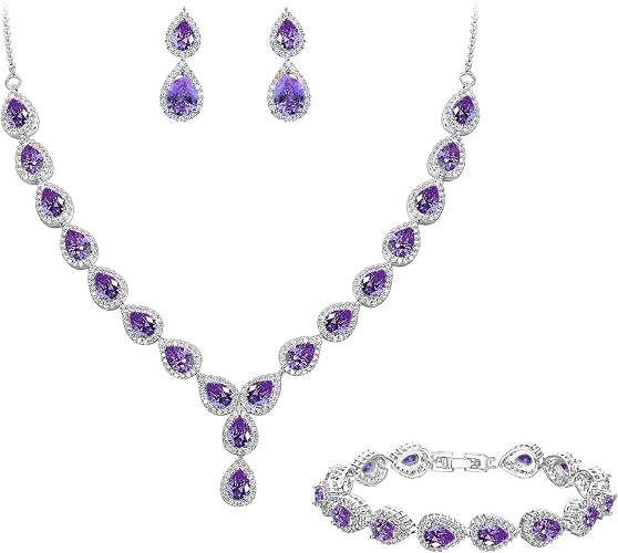 Clearine Parure Bijoux Femme Mariage Luxueuse - Ensemble Cristal Diamanté Goutte D'Eau : Collier Plastron, Boucles Pendantes & Bracelet