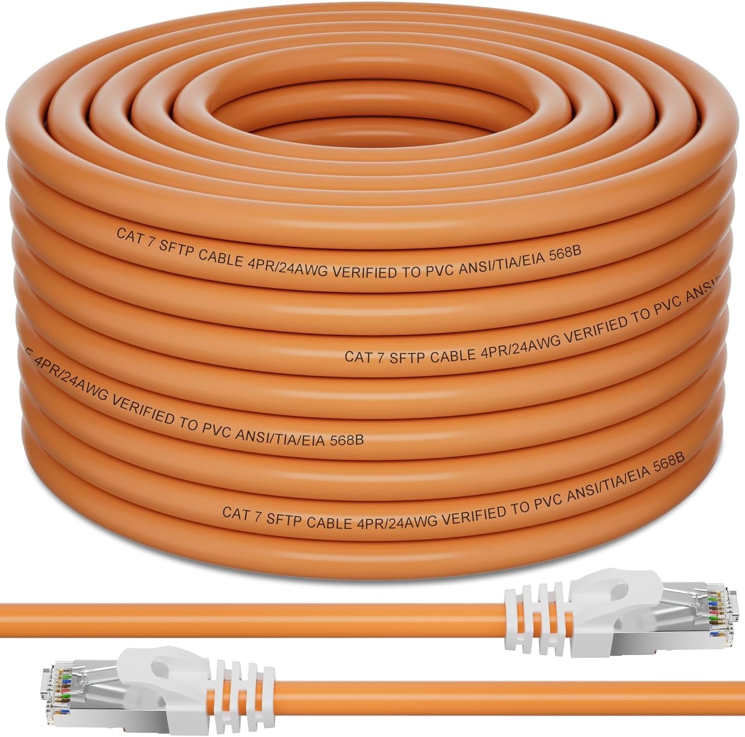 Outdoor Cat7 Ethernet Cable 100ft, Heavy Duty Cat 7 SFTP Triple Shielded Ethernet Cable Indoor, Direct Burial, Waterproof, UV Resistant, 10Gbps 600MHz, High Speed Network, LAN, Internet - 100 Feet