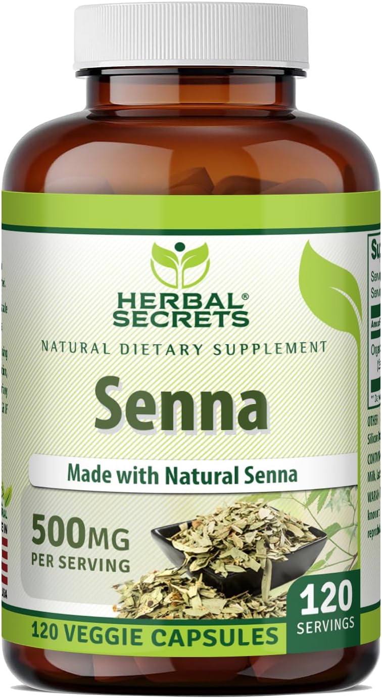 Senna 500 Mg (Made with Natural Senna) | Veggie Capsules Supplement | Non-GMO | Gluten-Free | Made in USA (1 Pack | 120 Count)