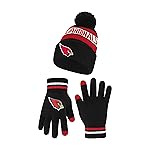 Ultra Game NFL Official Adults Unisex Super Soft Winter Beanie Knit Hat with Extra Warm Touch Screen Gloves, Arizona Cardinals, Team Color 1, 1SIZE