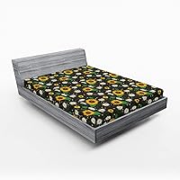 Vista 36 de Ambesonne Sábana bajera africana, estampado abstracto de líneas únicas, funda de cama con bolsillo profundo elástico para mayor comodidad