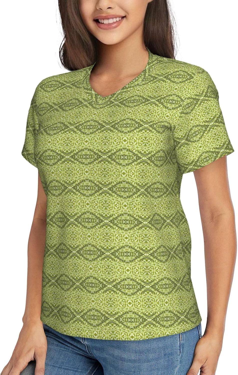 Womens Sushi Dill Pickles Print Short Sleeve V Neck T-Shirts Casual Breathable Tee Basic Summer Tops 2026