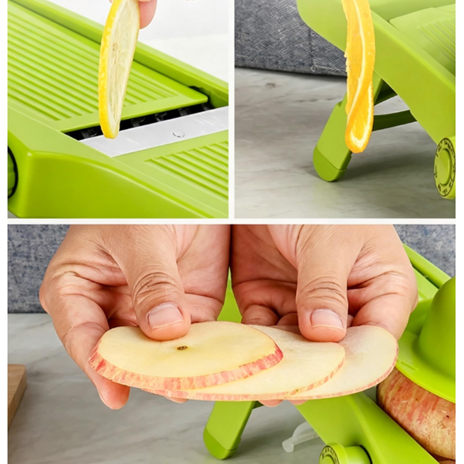 Mandolina de Cocina Ajustable, Cortador Patatas y Verduras Manual, con Protector de Seguridad y Guantes, 9 Ajustes Grosor, Juliana, Rebanada, Dados Corte Ondulado