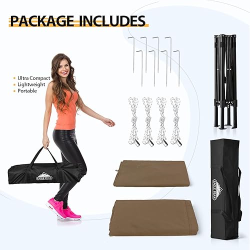 Vista 232 de EAGLE PEAK Flex - Toldo emergente ultra compacto de 4 x 4, refugio solar, vestidor, toldo portátil de privacidad tipo cabana para piscina, sesiones