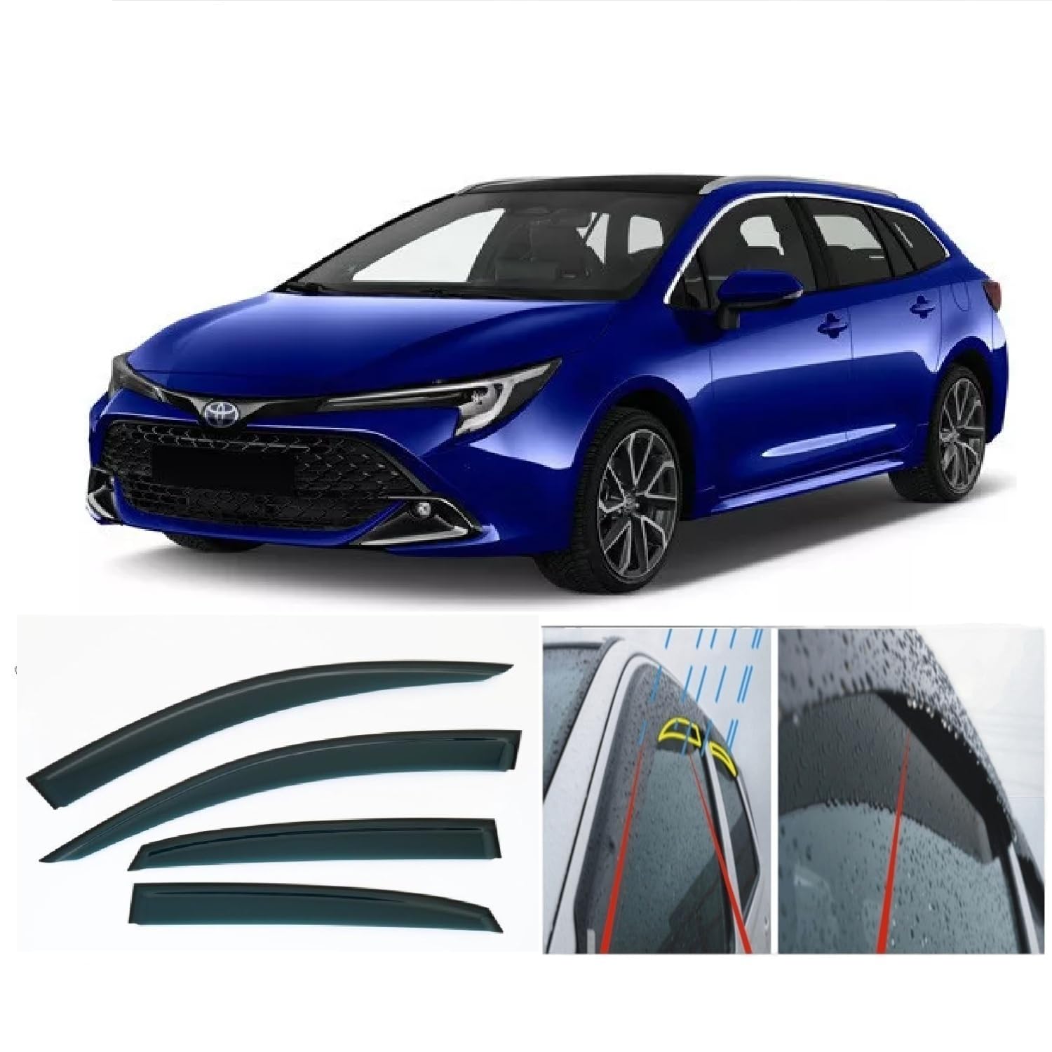 Juego de 4 deflectores de aire para TOYOTA Corolla (E210) 5 puertas Break Touring Sports 2019 2020 2021 2022 2023 2024 2025 2026 Escudos meteorológicos y parasol/protección contra la lluvia