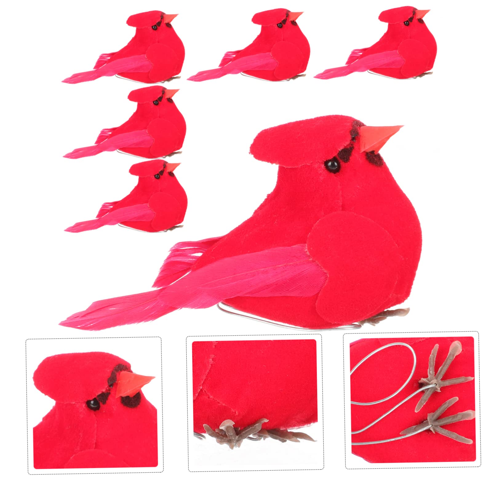 Cabilock 5 Set Di Piccole Statuette Di Uccellini Decorazioni Per Lalbero Di Natale Statuette Di Uccellini Cardinali Decorazioni Da Tavolo Per La Casa 6 Pezzi*5