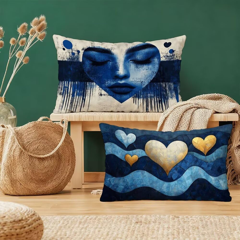 Taie oreiller rectangulaire velours bleu pour une deco de chambre cosy