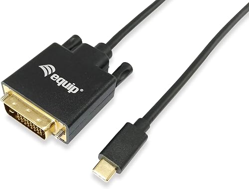 Equip 133468 Male to Male USB Type-C to DVI-D Dual Link Cable, Black, 1.8 Meter Length