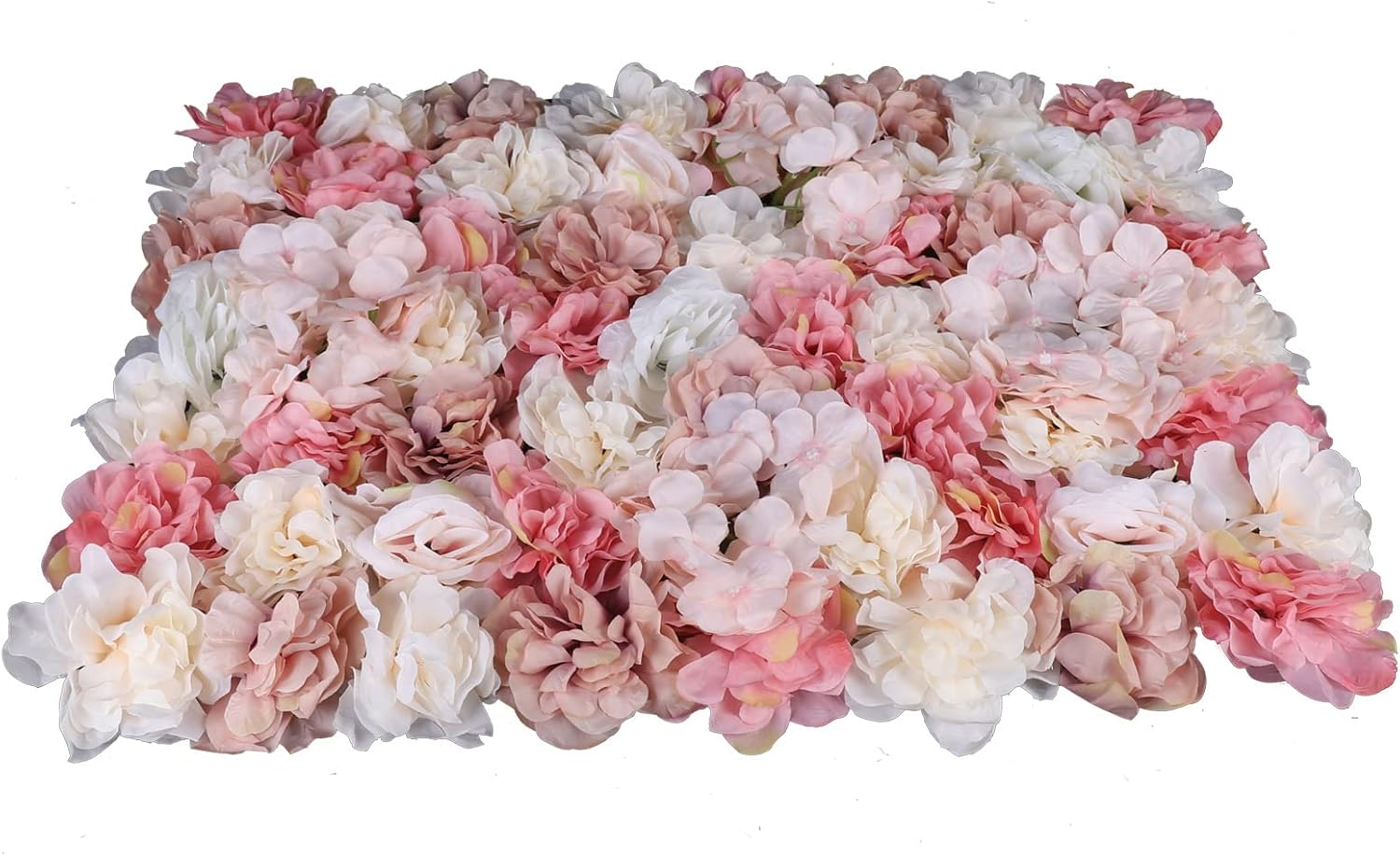 15.74"x 23.62" Artificial Wall Flowers Panels, Floral Wall Mat Silk Flower Panels for Outdoor Garden Backyard Fence Fence Privacy Screen and Indoor Wall Decor (6Pcs, Pink+White)