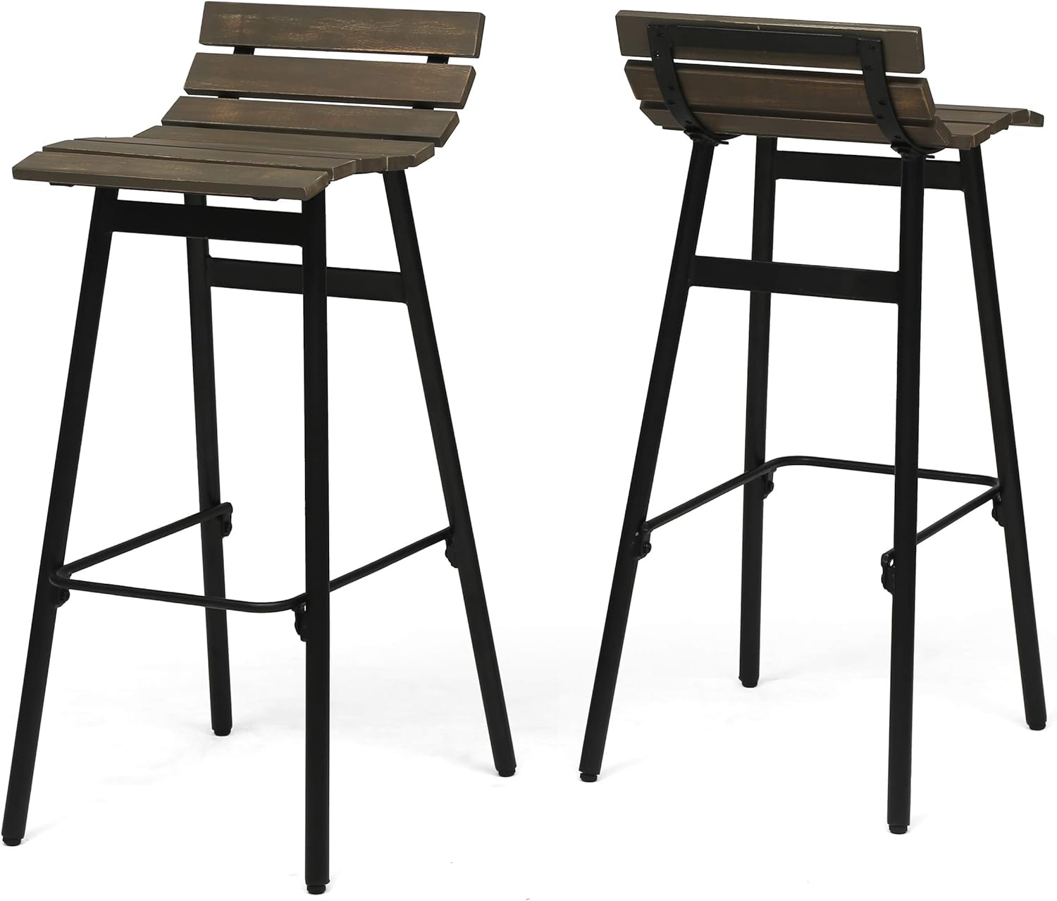 Christopher Knight Home Camron 35" Wooden Barstool (Set of 2), Gray and Black Finish