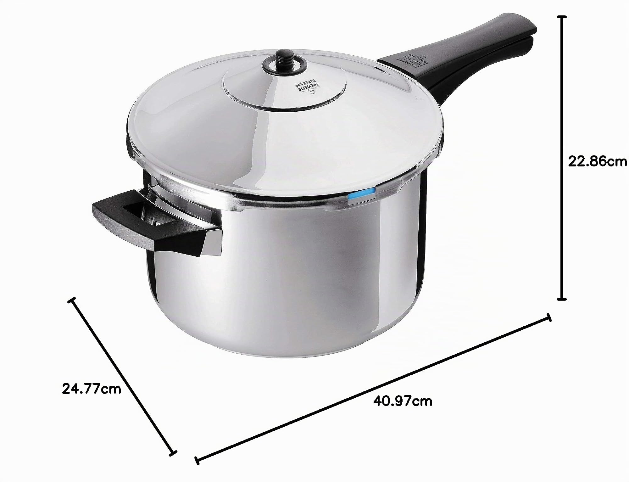 Kuhn Rikon Duromatic Inox, Olla a Presión Super Rápida con Mango 5 L./ 22 Cm, Olla Express Apta para Inducción, Fondo Superthermic para una buena Distribucion del Calor, Acero Inoxidable 18/10