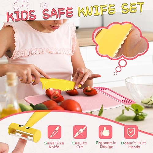 Miniatura 4 de Montessori Herramientas de cocina para niños pequeños, cuchillo para cocina real, juego de cuchillos para niños pequeños con caja de almacenamiento,