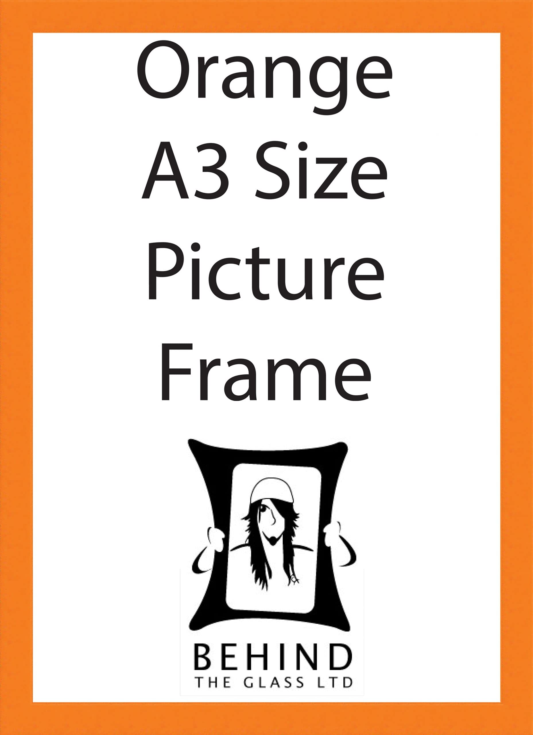 Behind The Glass Orange - Handmade Wooden Picture Frame - A3 Size