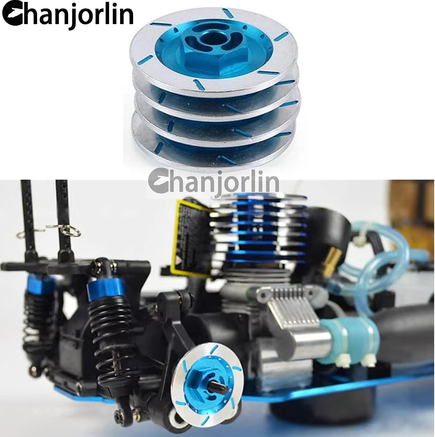1/10 RC Aluminum 12mm Hex Drift Wheels Hub Rim Brake Disc Decoration Upgrade Parts For 1:10 On Road Rally Touring Racing Street Car Truck Tires Traxxas Tamiya HSP HPI Redcat 4PCS (Sky-Blue)
