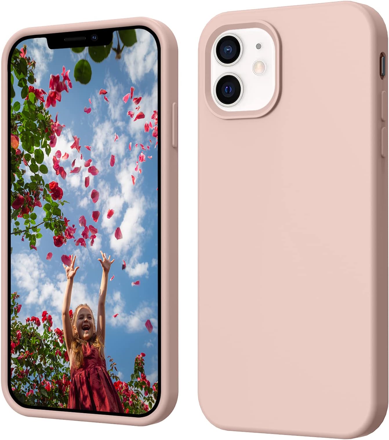 iPhone 12 Case, Phone Case iPhone 12 Pro, Slim Thin Soft Silicone Gel Shockproof Protective Hard Bumper Drop Protection Girls Women Boys Men Cute iPhone 12/12 Pro Cover, Light Pink Design