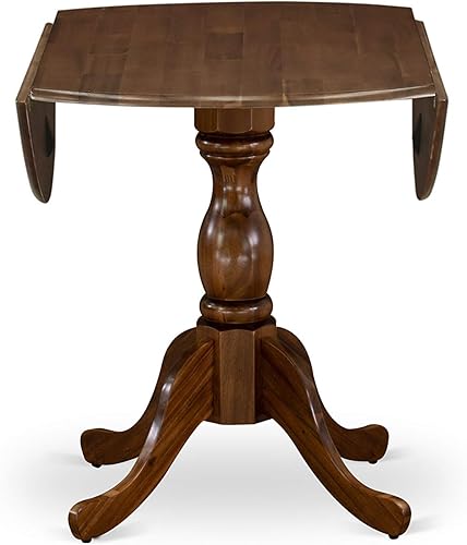 Miniatura 45 de East West Furniture DMT-ABK-TP Dublin - Mesa de comedor redonda de madera con base de gota y pedestal, 42 x 42 pulgadas, color negro cepillado