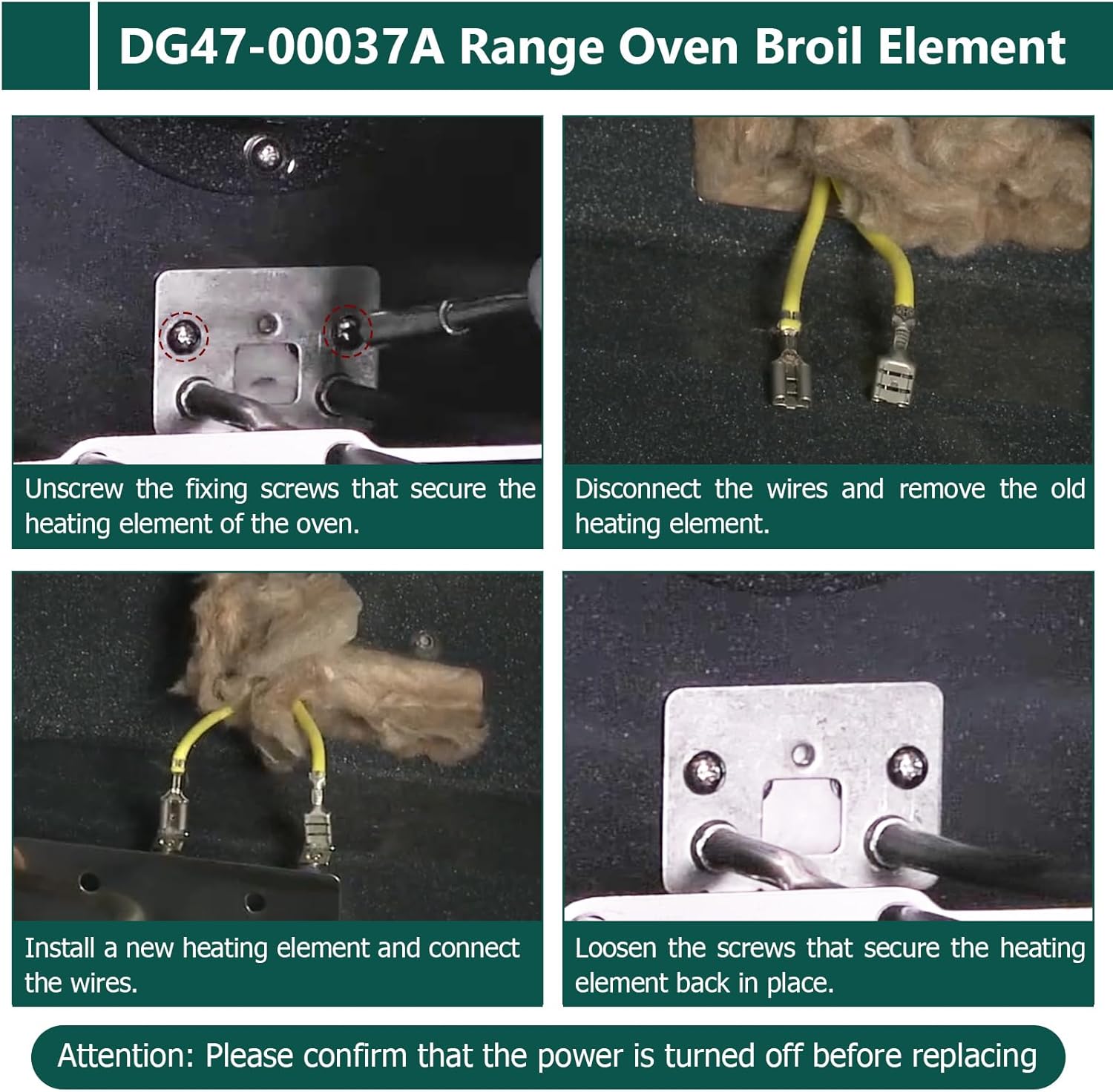 1PC DG47-00037A Range Oven Broil Element Compatible with Samsung Electric Freestanding Range Replace 2087536 AP4342874 PS4240835 EAP4240835