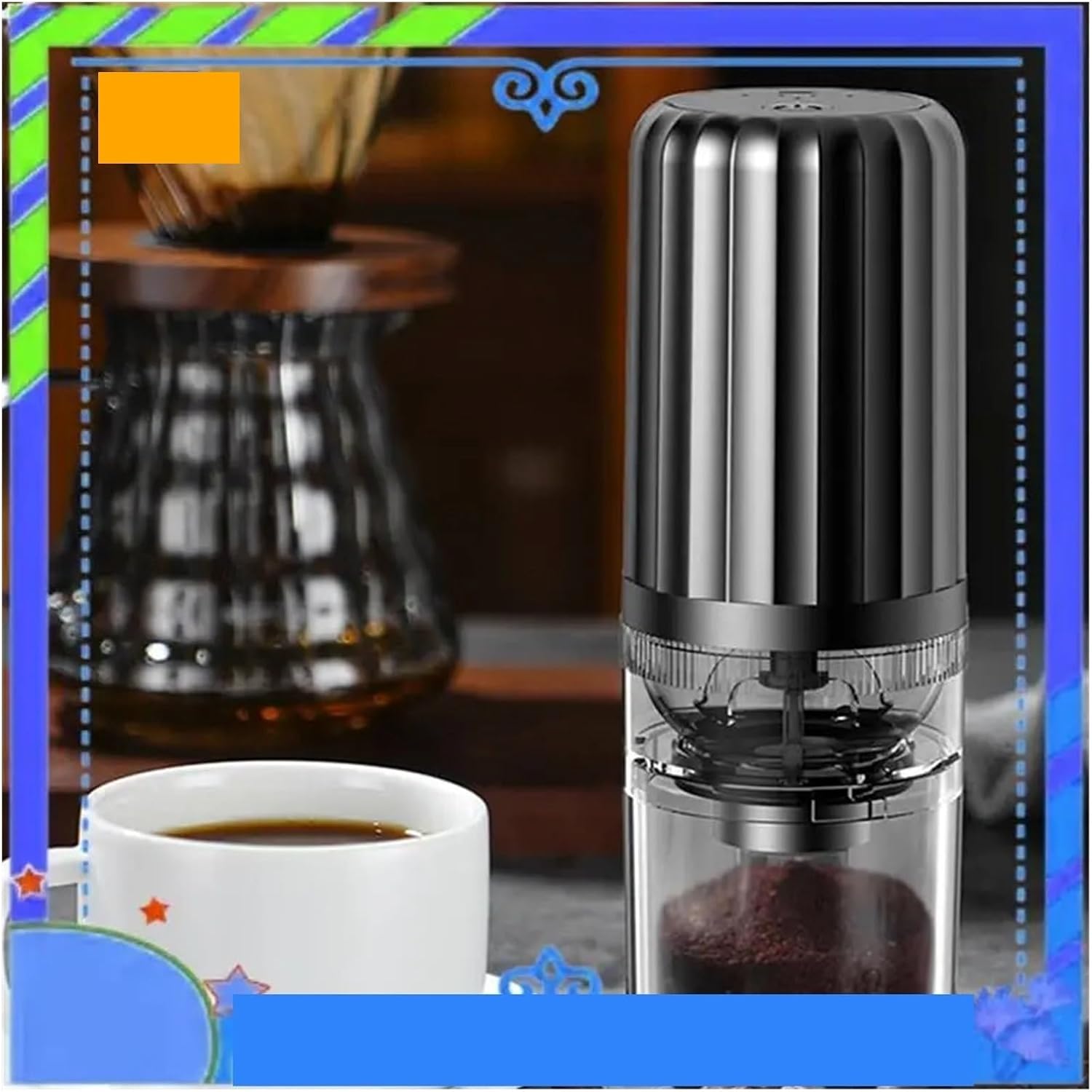 Portable Coffee Machine, 2Pcs Easy to Use Electric Coffee Grinder Portable Adjustable Coffee Bean Grinder Automatic USB Grinding Core Coffee Maker,for Outdoor Travel Picnic(Gray)