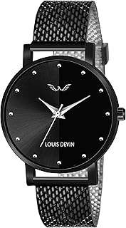 LOUIS DEVIN LD-BK138-BLK Black Mesh Strap Analog Wrist Watch for Women