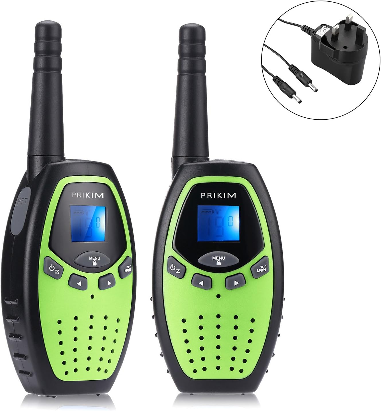 PRIKIM Walkie Talkies for Kids 8 Channel with PPT/VOX 2 Way Radio 3 KM Long Range and Clear Sound (1 Pair) (Green)