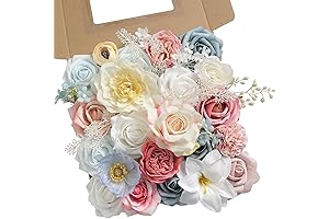 Charming Blue and Pink Floral Arrangement: Artificial Flowers for Timeless Elegance