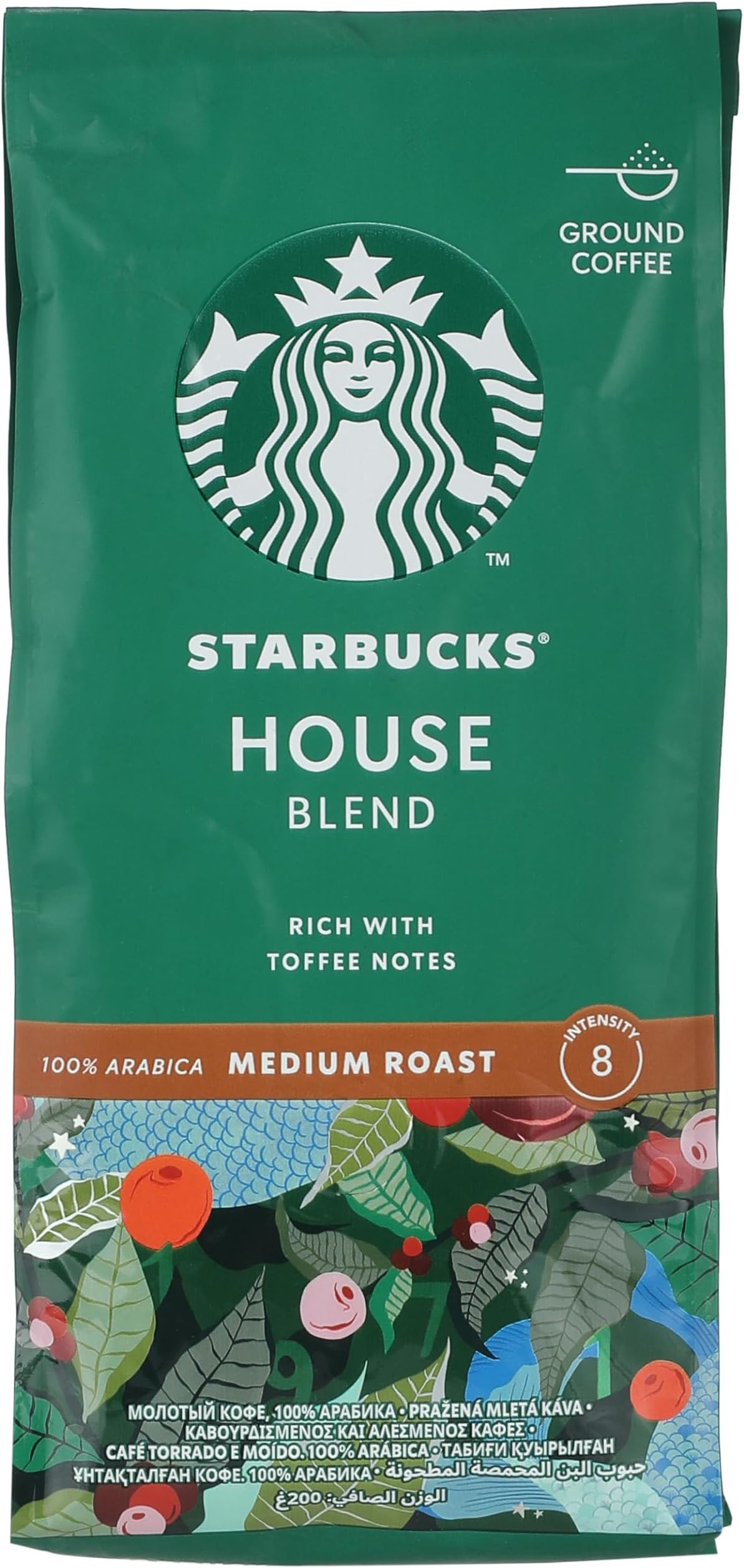 STARBUCKS House Blend Medium Roast Ground Coffee, 200 g