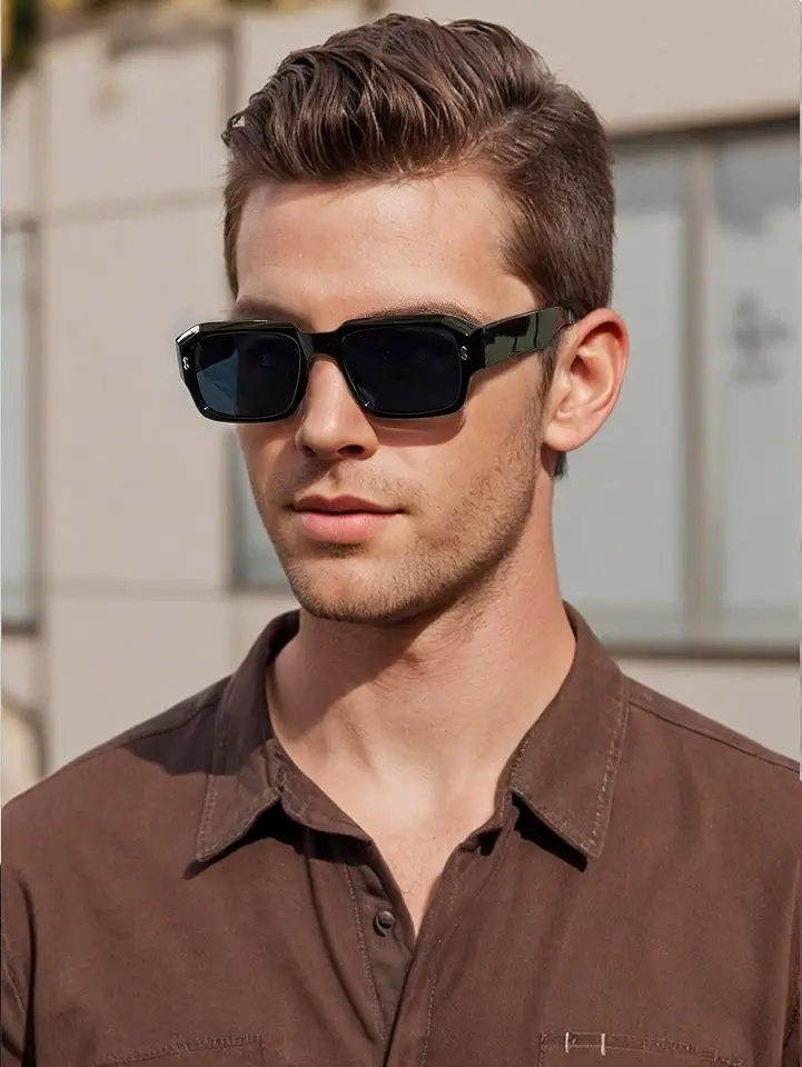 Men Rectangular Wide Full Frame Multicolor Color Cool Personalized Classic Elegant Sunglasses