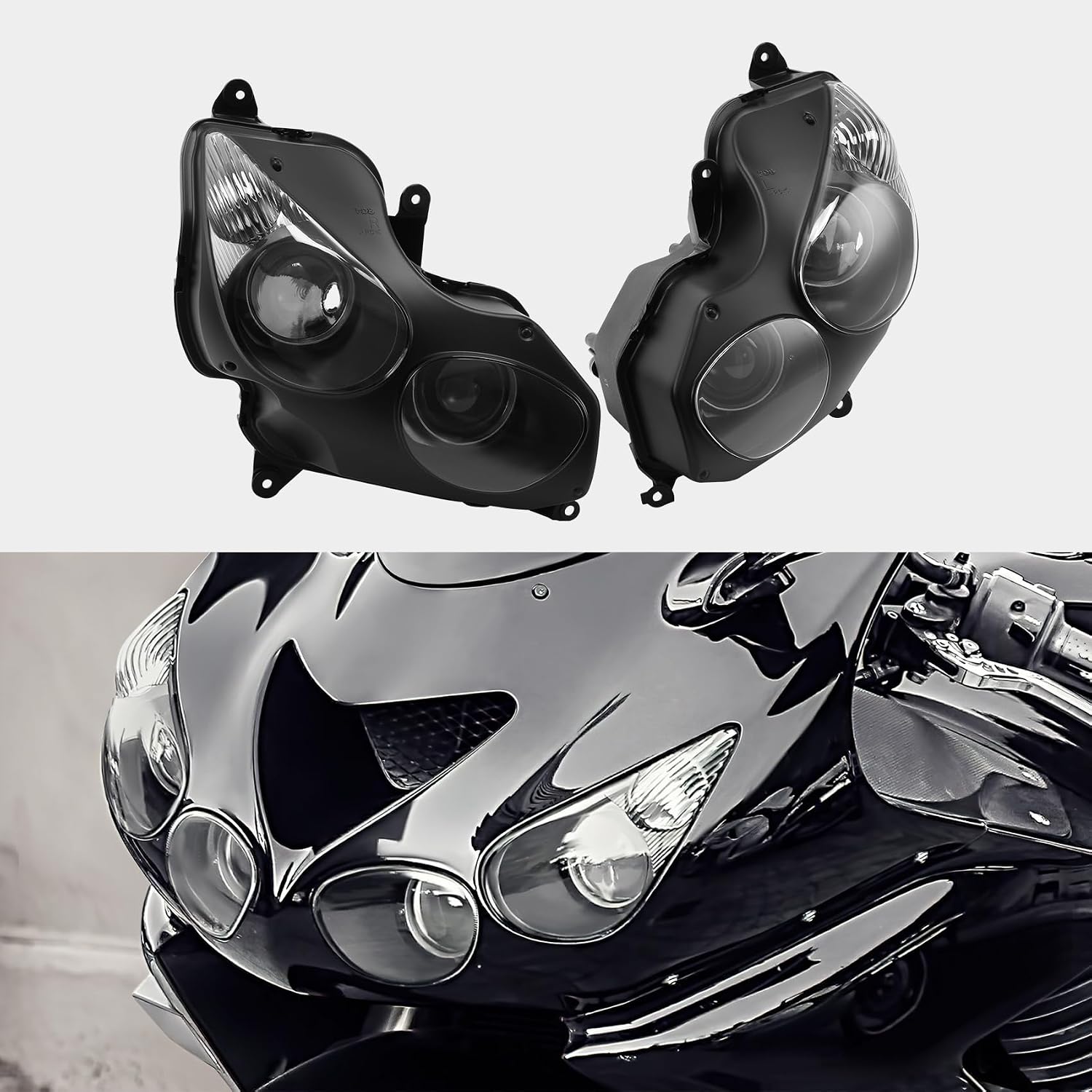 Green-L Front Headlight Assembly Head Lamp and Fairing Stay Bracket Fit for Kawasaki Ninja ZX14R ZZR1400 2006-2011 Motorcycle