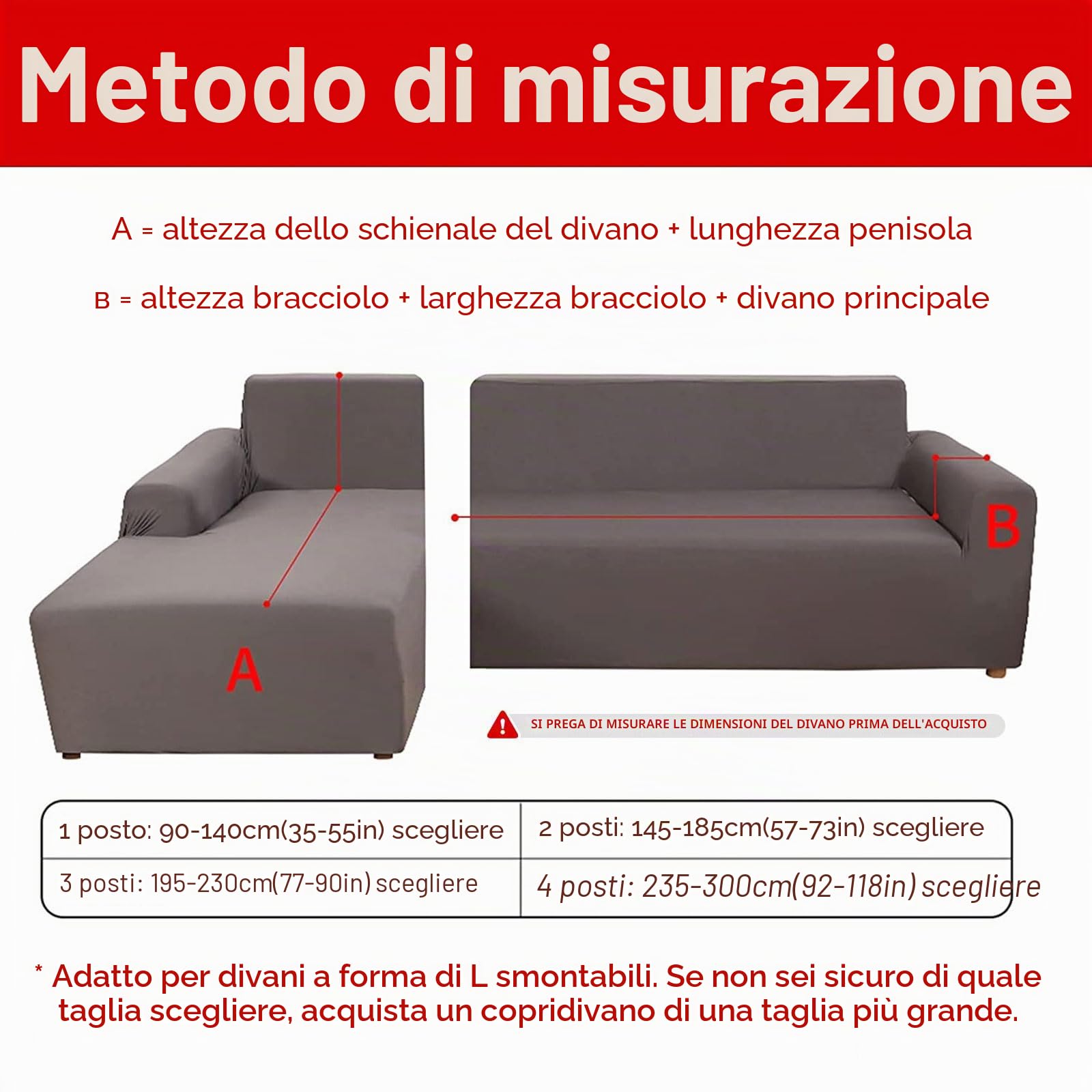 Jaotto Copridivano con Penisola Elasticizzato A Sinistra Destra, Fodere Copridivano Angolare Universale, Copri Divano Chaise Longue a Forma di L (1 posto+2 posti, grigio blu)