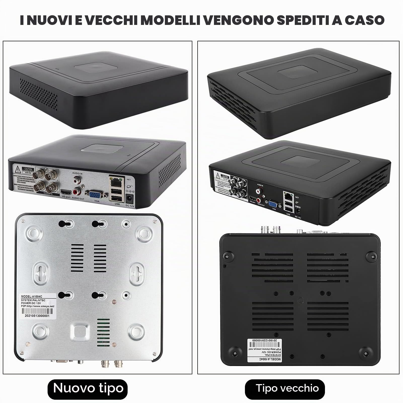 4 Canali 4CH Sicurezza CCTV AHd CVI/TVI/DVr NVR 5 in 1 Videoregistratore in Tempo Reale 100-240V (Norma europea 100-240 V)