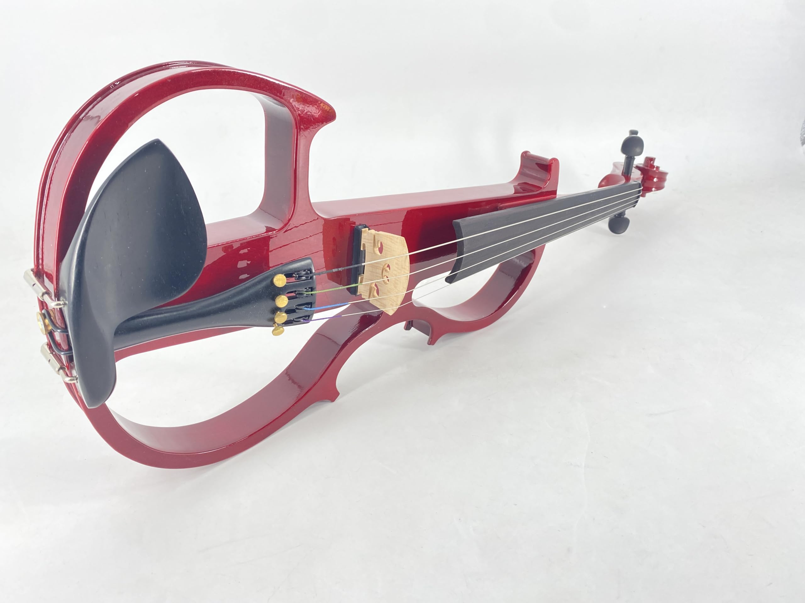 Elektrische Bratsche 40,6 cm Massivholz Viola, mit Ebenholzbeschlägen, Tragetasche und Zubehör für Profis, Anfänger und Studenten (Rot)