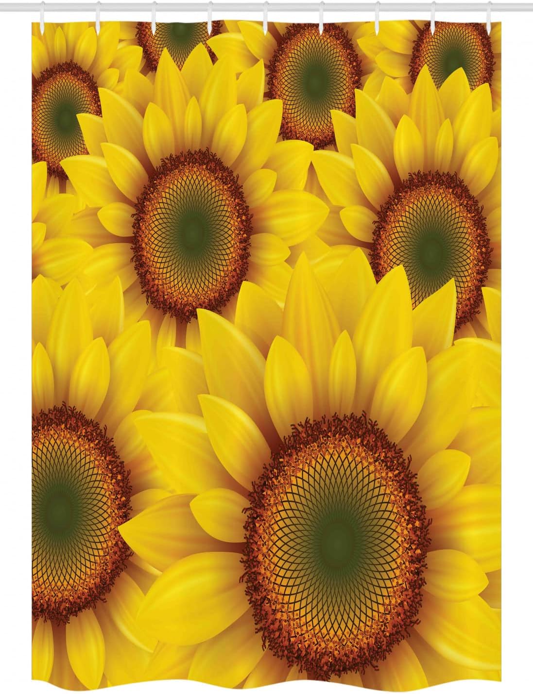 Ambesonne Yellow Stall Shower Curtain, Sun Flower Field as Summer Background Happiness Colorful Nature Illustration, Fabric Bathroom Decor Set with Hooks, 54" W x 78" L, Orange Yellow
