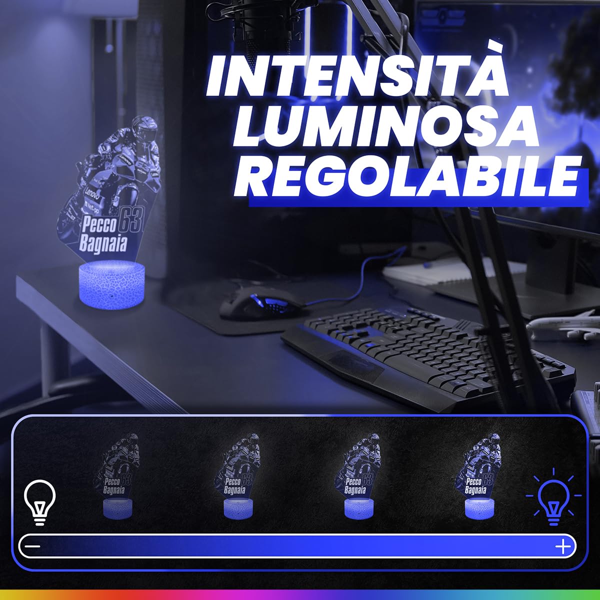 Lampephoto.fr - Lampada 3D GP Moto Pecco Bagnaia, Luce Notturna Tattile GP Moto Pecco Bagnaia, Illusione 3D Led, Idea Regalo di Natale per Ragazzi e Ragazze Lampada da Notte per Bambini o Adulti TOP