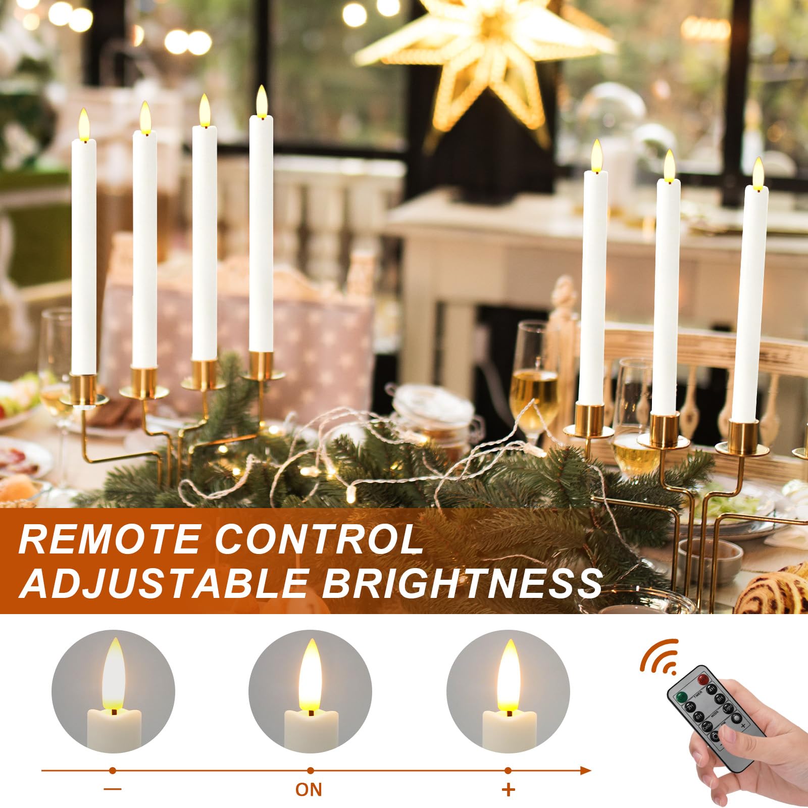 kisidus LED Taper Candles with Remote Control, Flameless Table Candles with Timer Function - Image 3
