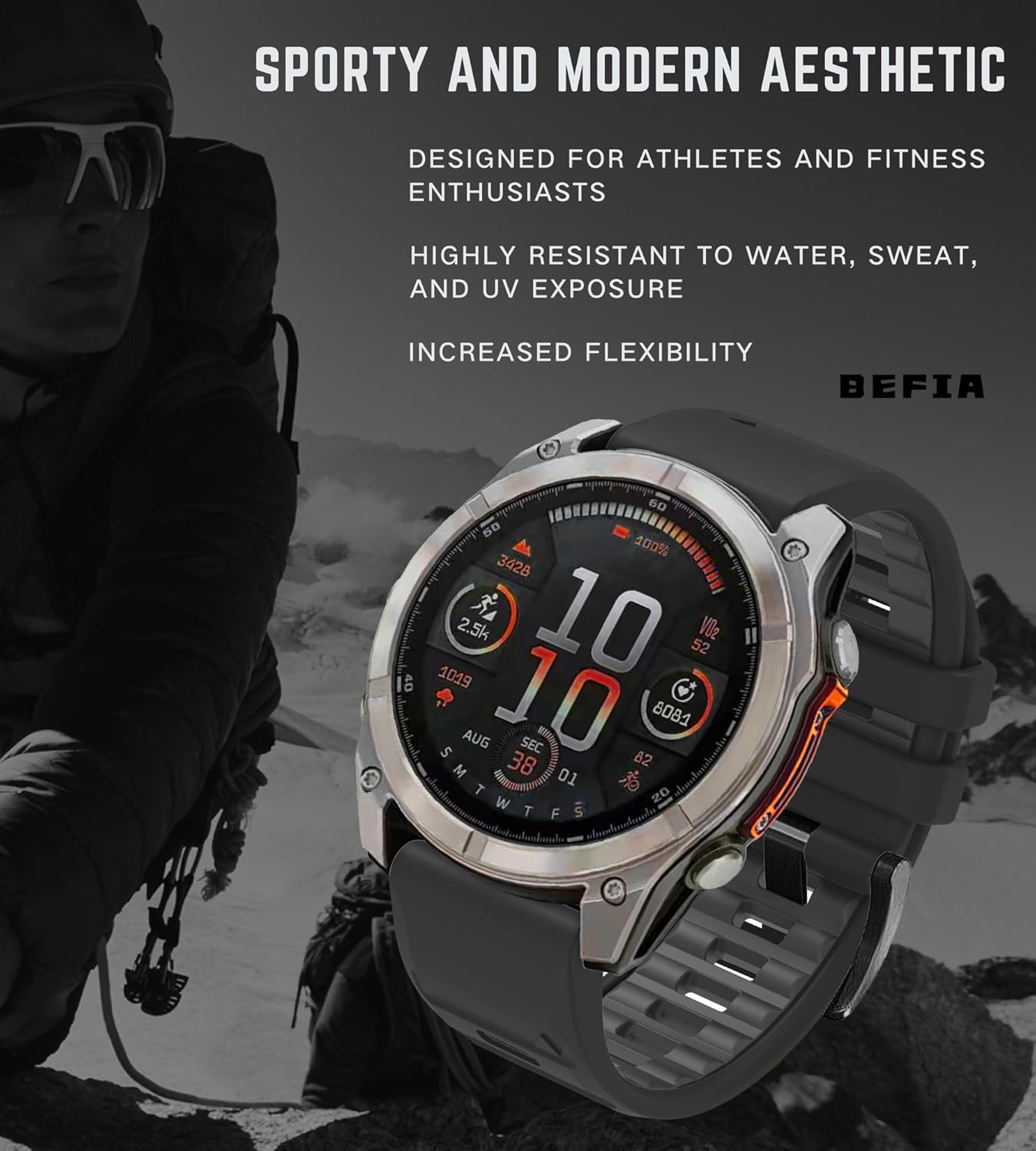 26mm Watch Band for Garmin Fenix 8 51mm 5x 6x pro 7x pro sapphire solar, quickfit 26 watch bands for Garmin enduro tactix delta rubber - Image 5