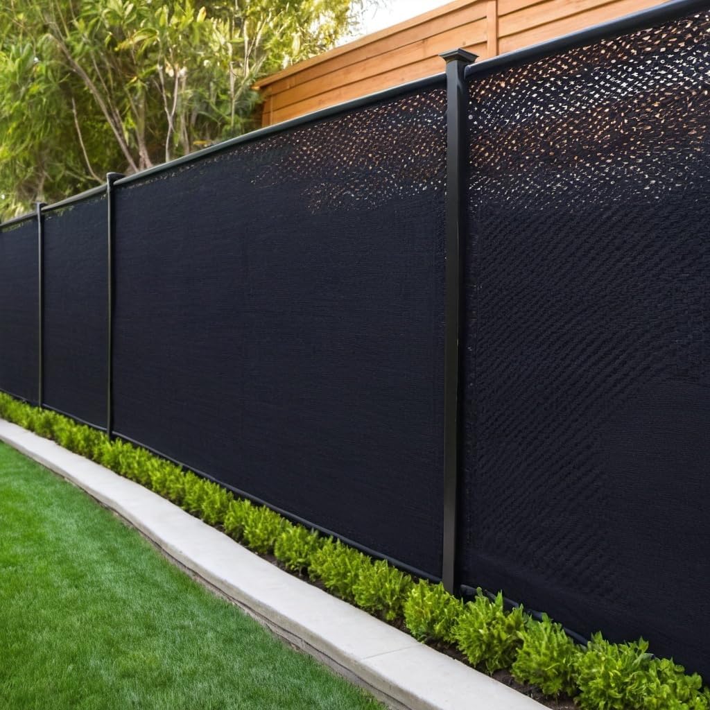 5'8" x 50' 85% Knit Black Privacy Windscreen 130 GSM for Patio, Fence, Lawn and Contruction Zones (5'8" x 50')