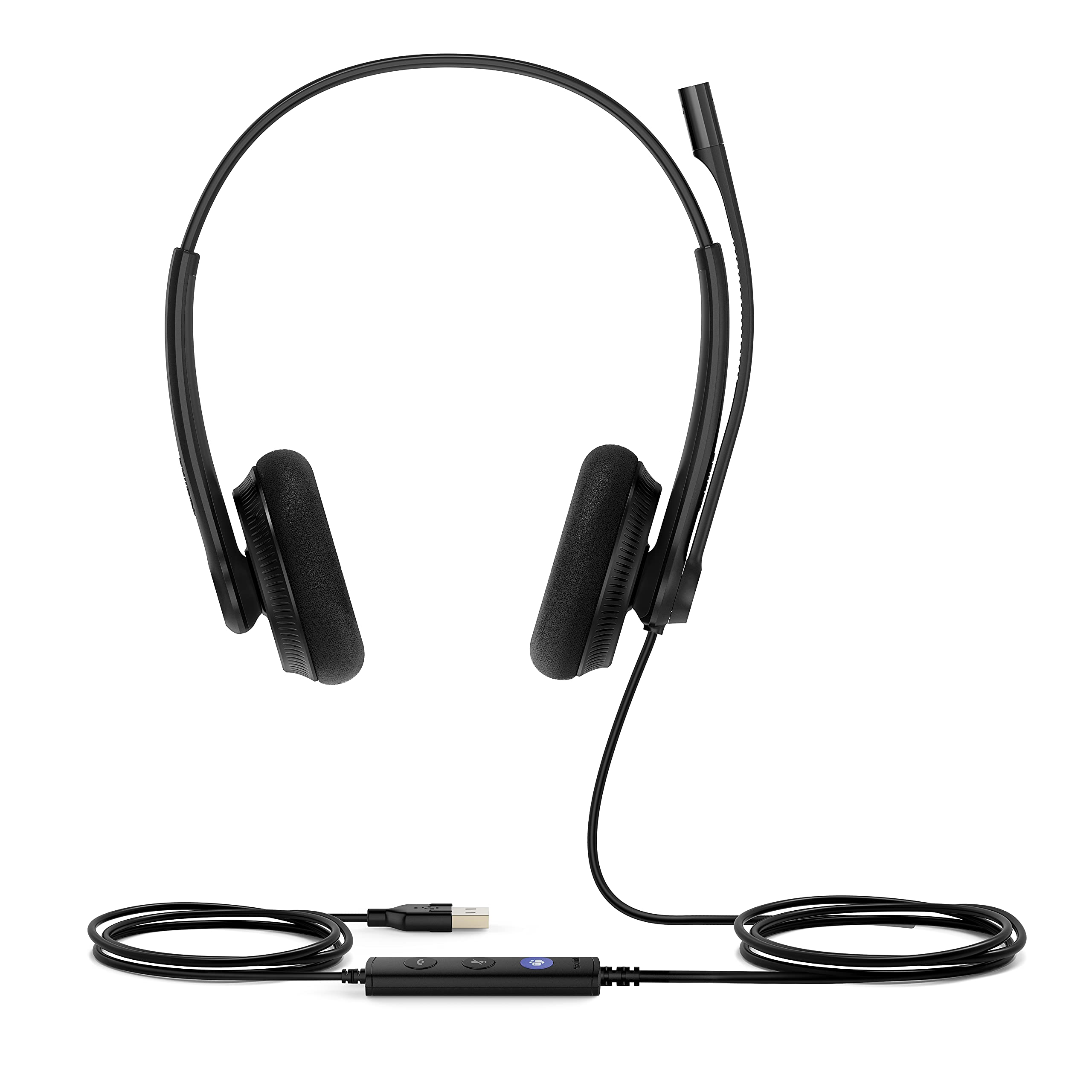 UH34 Lite Professional USB-A, Plug & Play Binaural Corded Headset with Noise Cancelling Microphone, In-line Controller and Soft Foam Ear Cushions (Optimised for Microsoft Teams) – Black