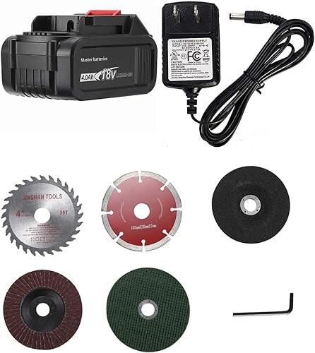 Miniatura 6 de Heimerdinger Mini sierra circular inalámbrica 2 en 1 de 4 pulgadas y amoladora angular - Motor sin escobillas, 3 velocidades, batería de 4000 mAh,