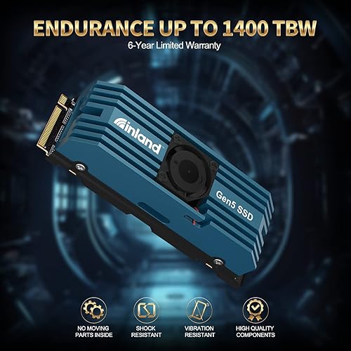 Miniatura 7 de INLAND TD510 2TB PCIe 5.0 M.2 SSD Gen5 x 4 232-L 3D TLC NAND NVMe 2280 Unidad interna de estado sólido SSD para juegos con disipador de calor y DRAM
