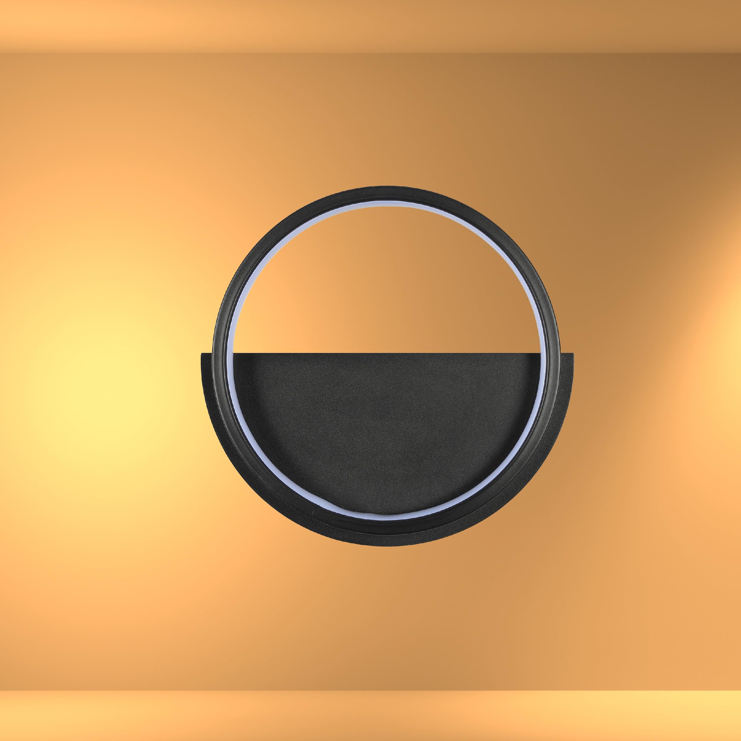 LED Flush Wall Light Round Black 3000K TEKLED