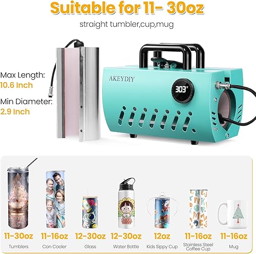 Miniatura 4 de AKEYDIY Prensa de calor para vasos de 10 a 30 onzas, máquina de prensa de tazas de tazas, vaso recto delgado de transferencia de calor por