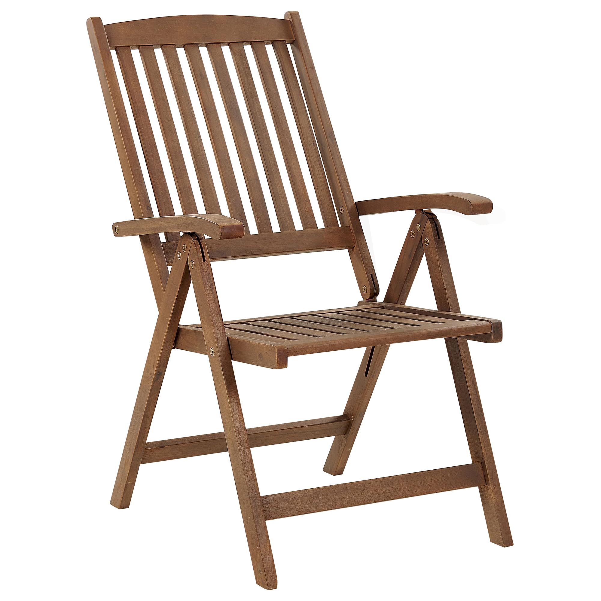 Beliani Gartenstuhl Akazienholz Dunkelbraun verstellbar klappbar mit Armlehnen Amantea