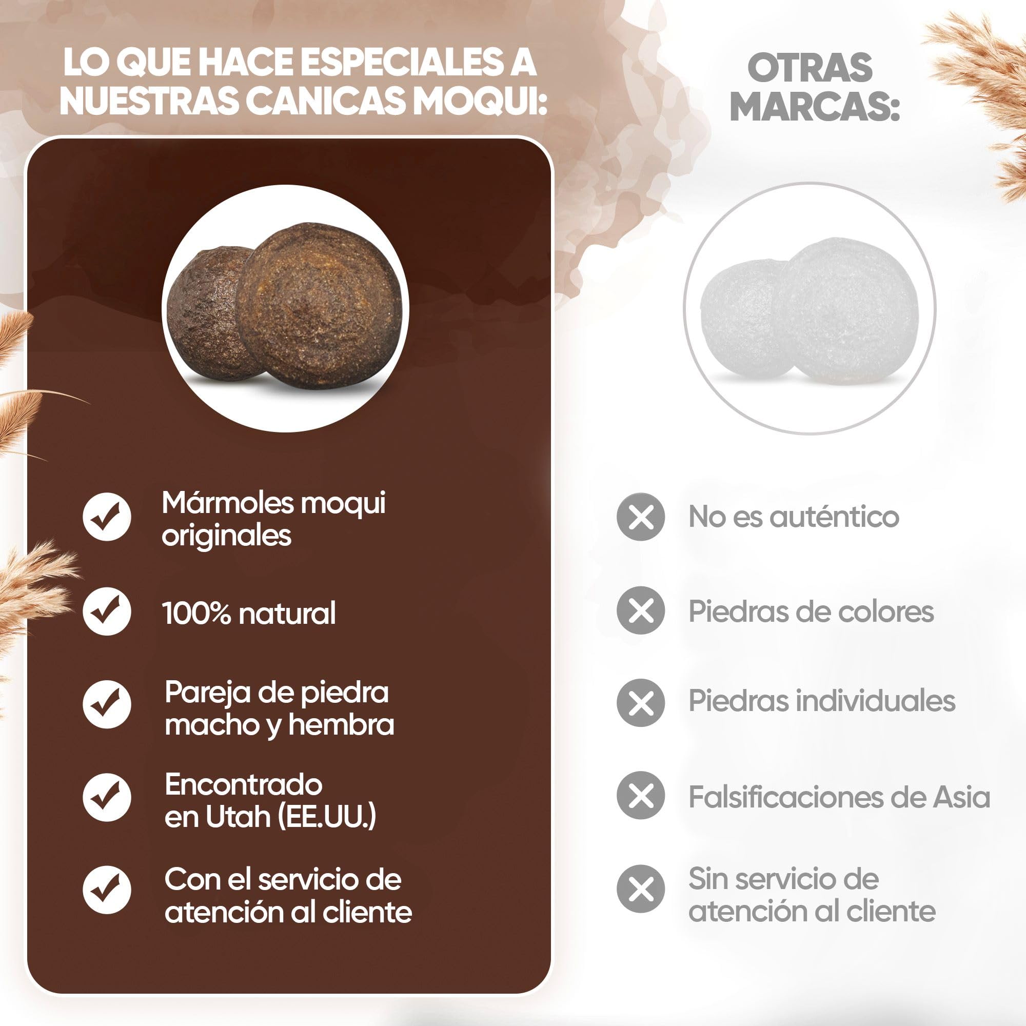 PURAJA Paar Original Moqui Marbles mit Echtheitszertifikat | Lebende Steine in Premium Qualität | Direkt aus dem Hopi Indianer - Gebiet im Westen der USA (Größe XL 28-38mm)