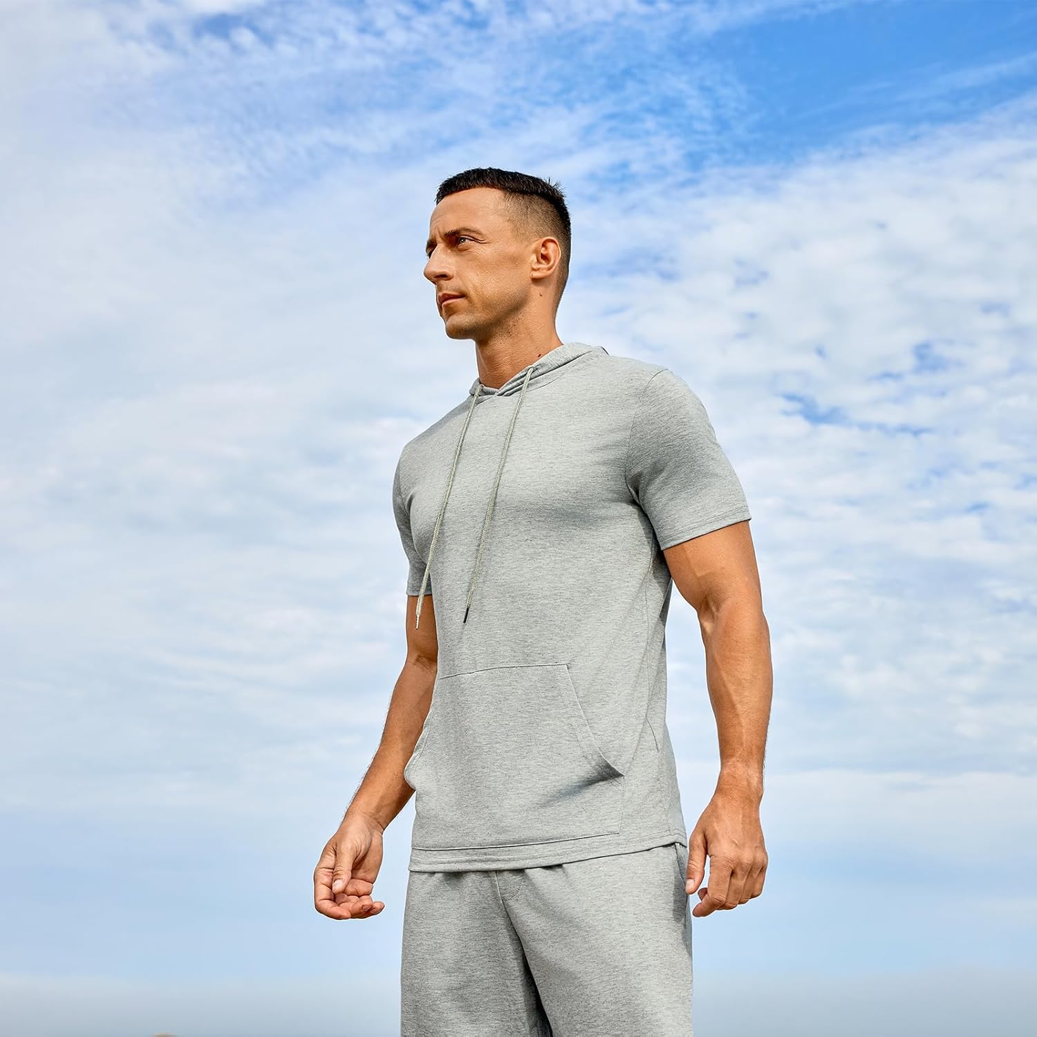 Uni Clau Men's Tracksuit Short Sets 2 Pieces Summer Outfit Casual Short Sleeve Hoodie and Shorts Set - Image 4