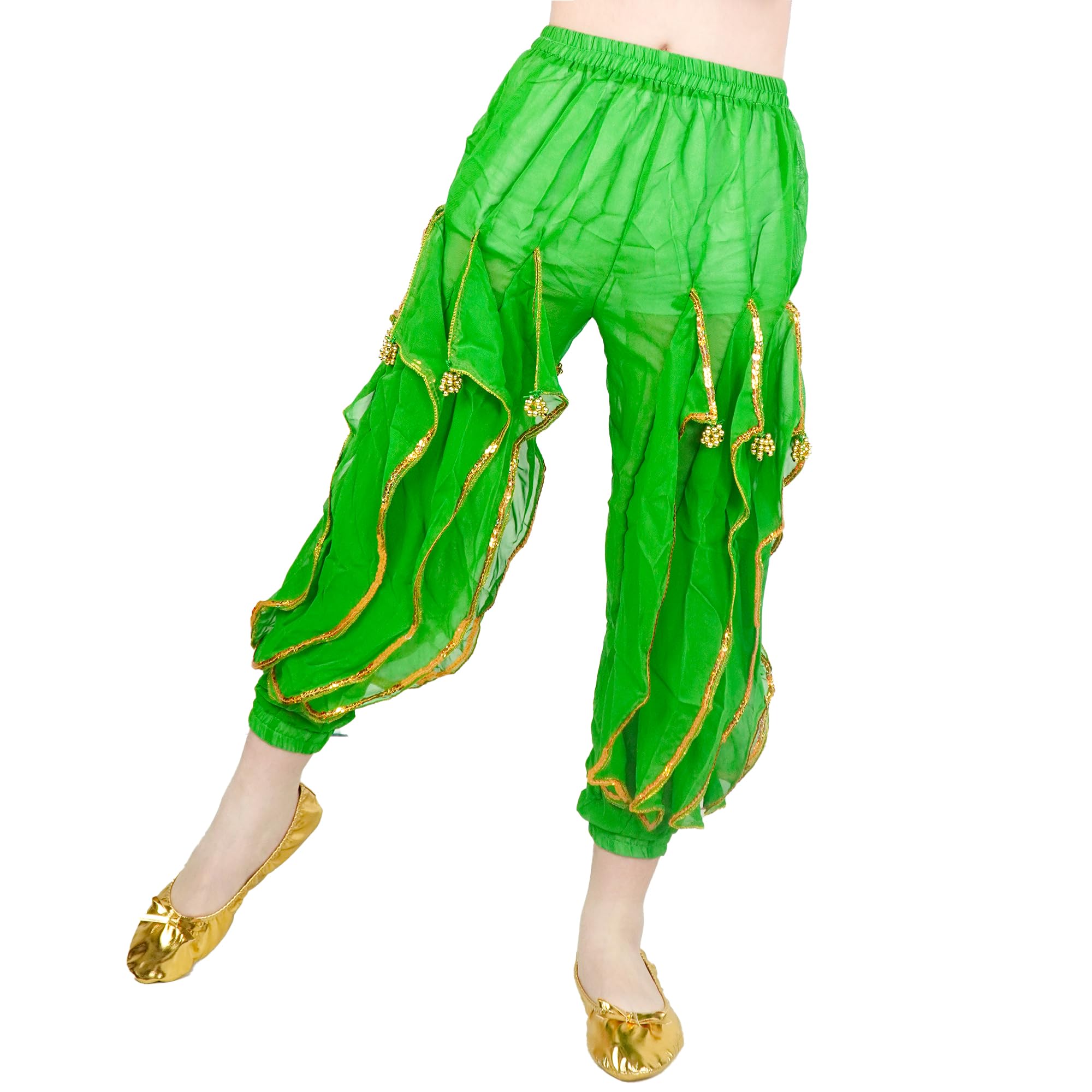 Baisdan Bambini Ragazza Harem Pantaloni Danza Del Ventre Costume India Araba Danza Tribale Ondulato Pantaloni Pantaloni