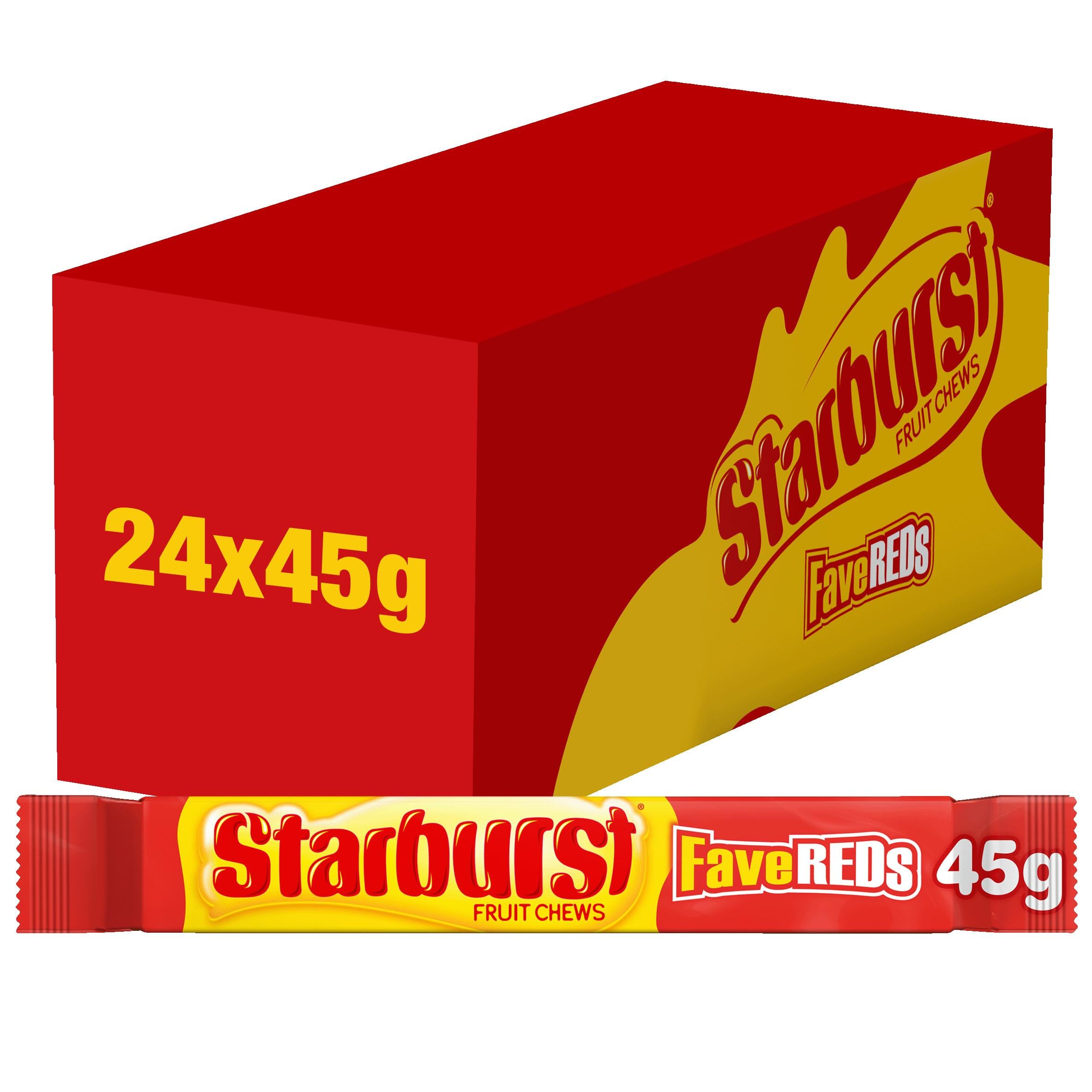 Starburst FaveReds Fruit Sweets in Bulk, 24 Packs of 45g