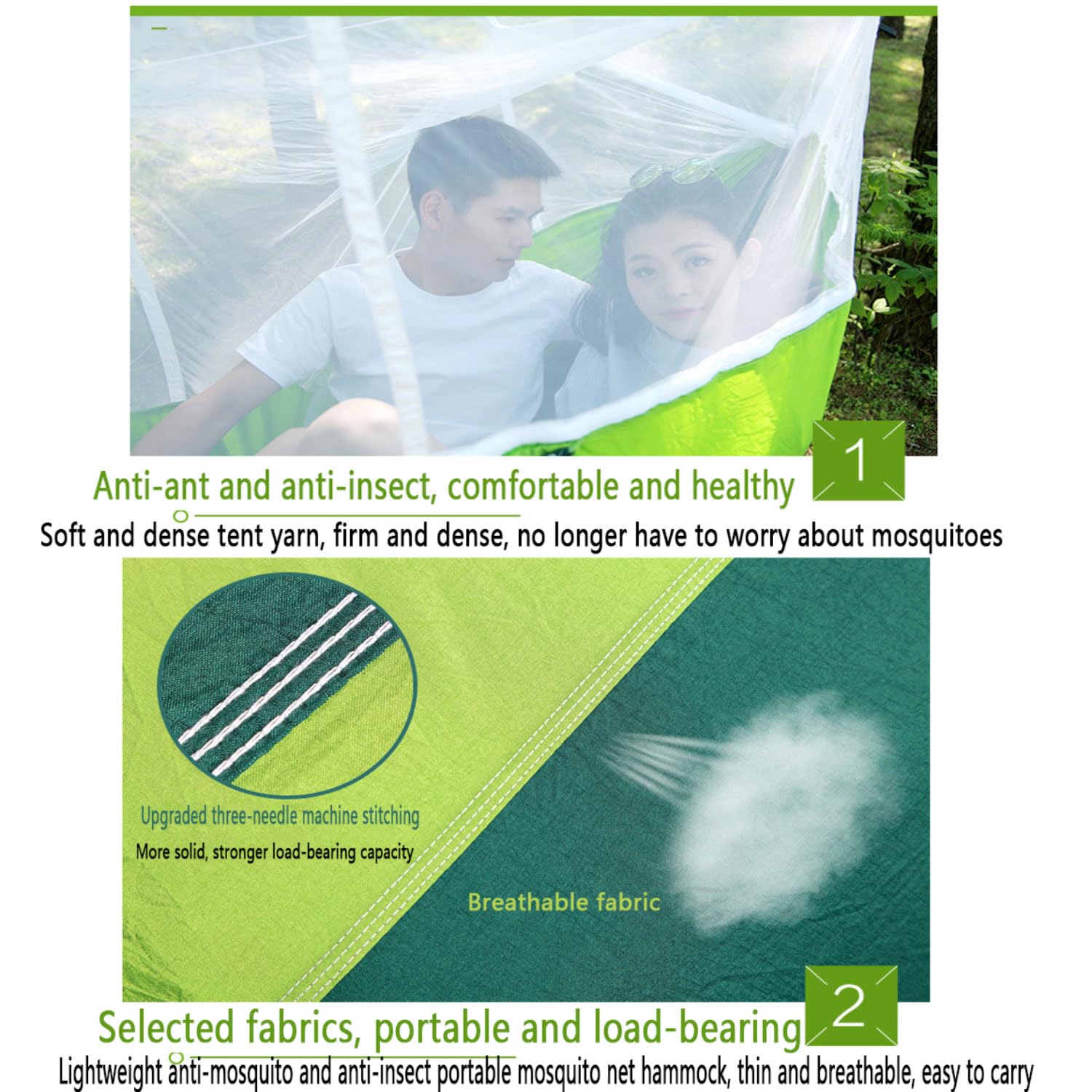Hängematte Outdoor Hängematte Campinghängematte mit Moskitonetz 200kg Belastbarkeit für 2 Personen Robuste Tragbare Hängematte Ultraleicht Hammockfür Camping Garten Survival Wander