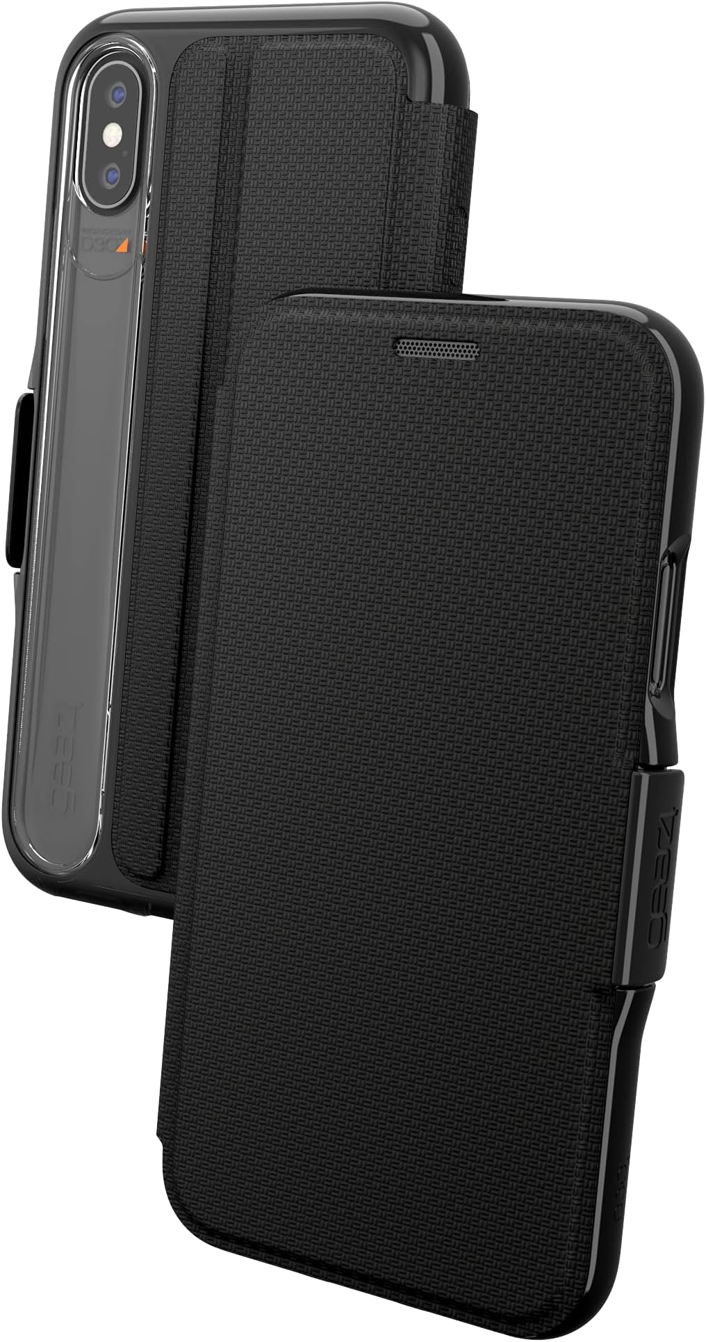 Oxford Folio Designed for iPhone X/XS Case, Advanced Impact Protection by D3O, Booklet Case - Black