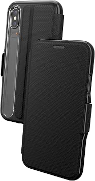 GEAR4 Oxford Folio Designed for iPhone X/XS Case, Advanced Impact Protection by D3O, Booklet Case - Black