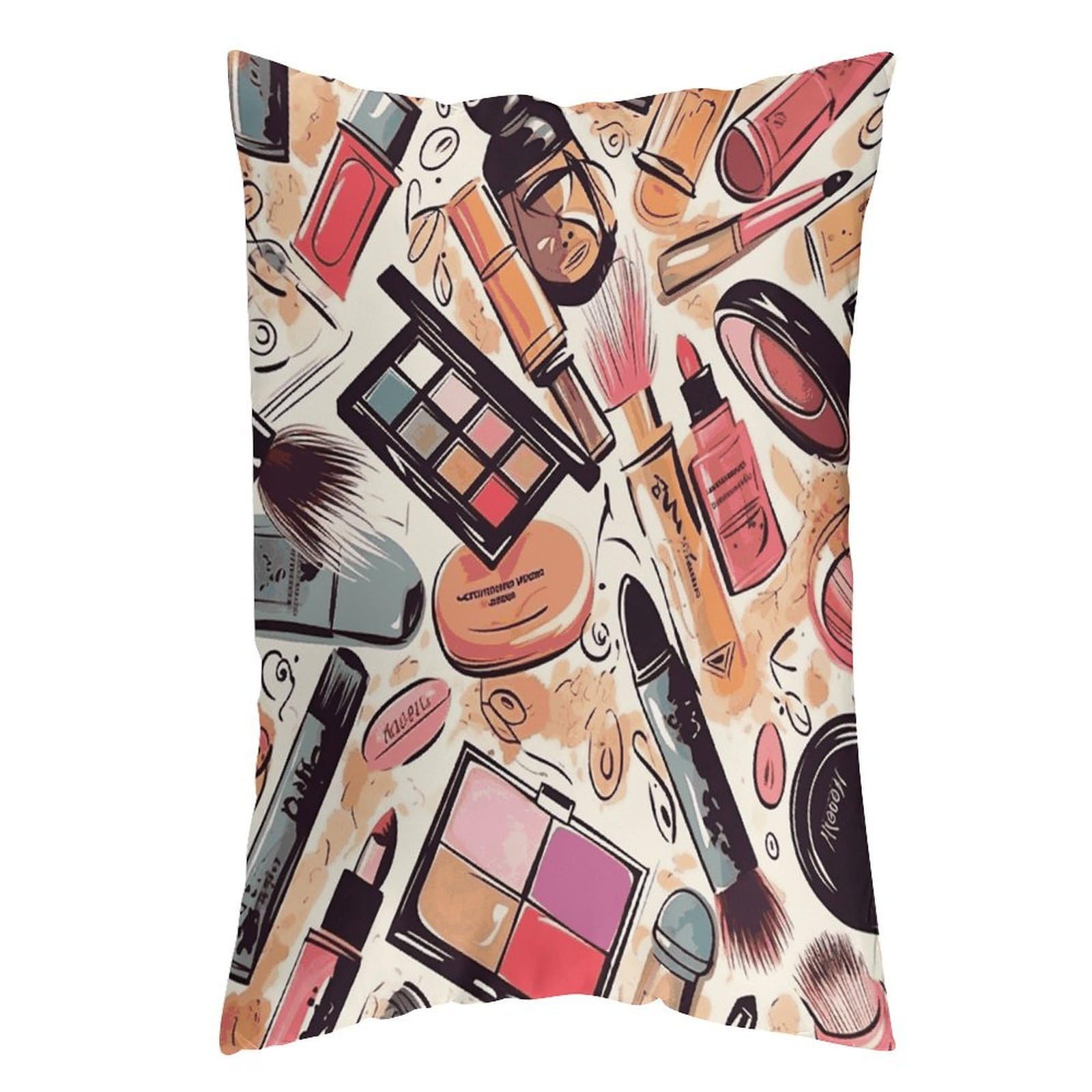 FekiLoot Cosmetic and Makeup Theme Pattern Throw Pillow Cover Soft Pillowcase with Hidden Zipper Lumbar Decorative Throw Pillow Covers Luxury Cozy Pillows Shams Rectangle Cushion Cases